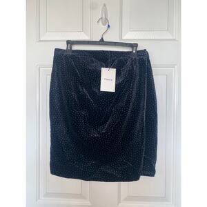 THEORY PLEAT WRAP SKIRT  Black w/ White Dot Velvet  NWT $355 Size 8